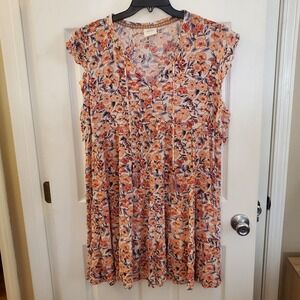 Knox Rose sz XXL floral boho tiered flowy dress peasant cottage prairie garden